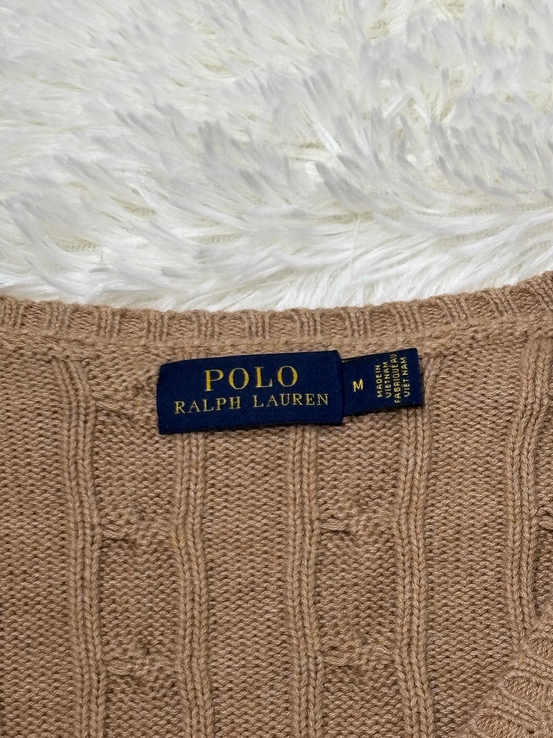 폴로랄프로렌 베이지 화이트포니 브이넥 케이블니트 상품이미지8