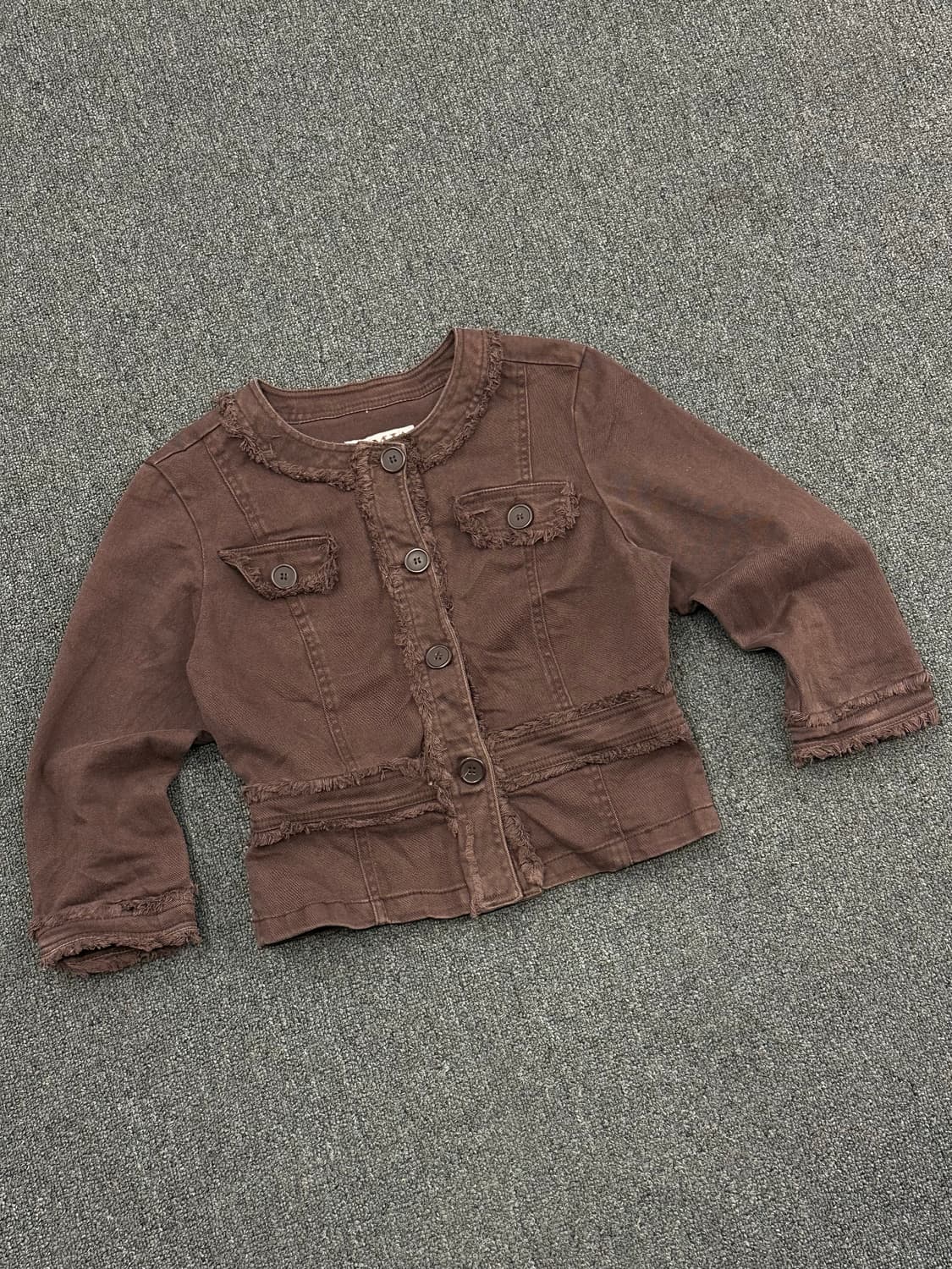 M)A.M.I 빈티지 여성 논카라 브라운 코튼 자켓 상품이미지2