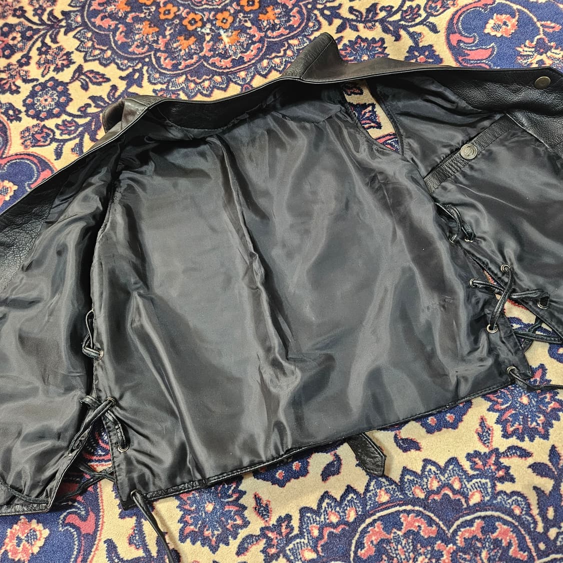 할리데이비슨 90~00's 소가죽 빅로고 패치드 베스트 자켓  상품이미지4