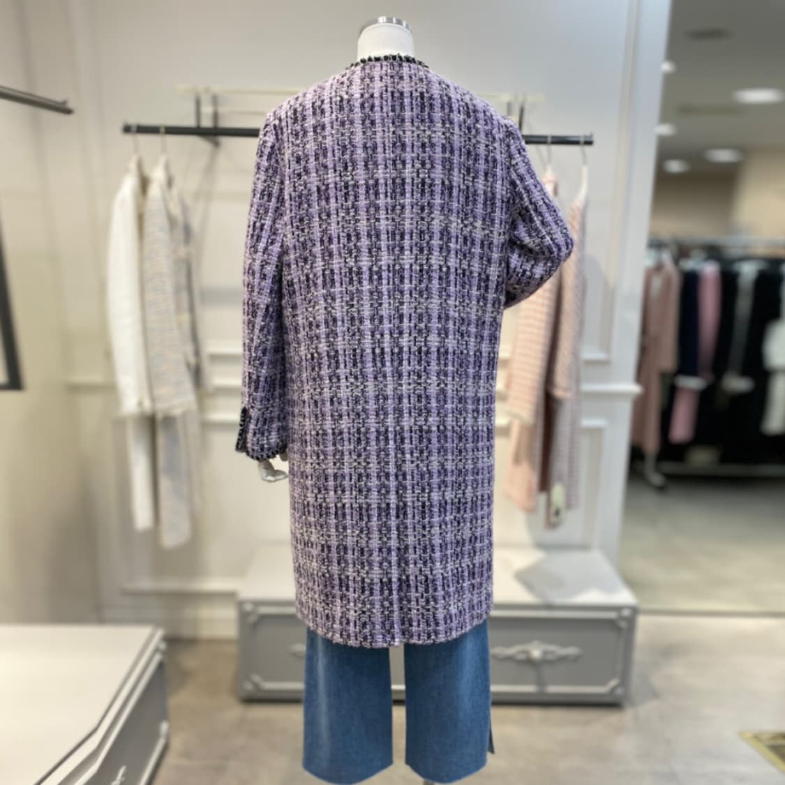 레니본(Reneevon) 트리밍 트위드코트 55-66 상품이미지4