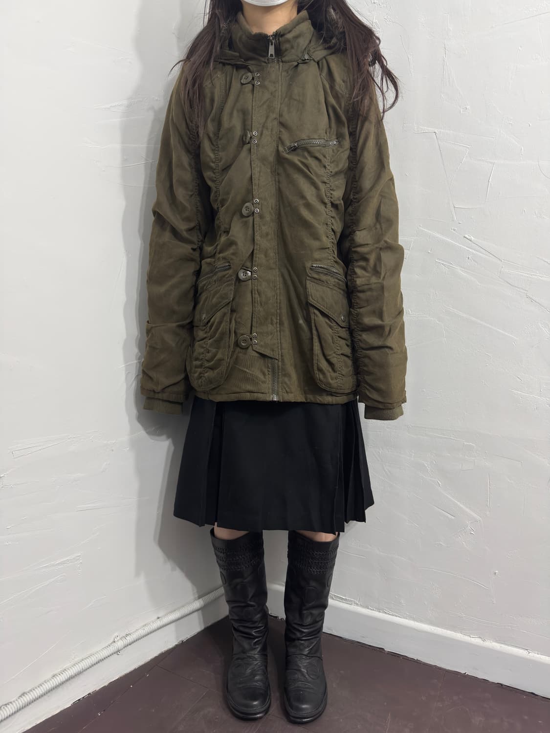 spinalh shirring detail fur hood jacket. 상품이미지2