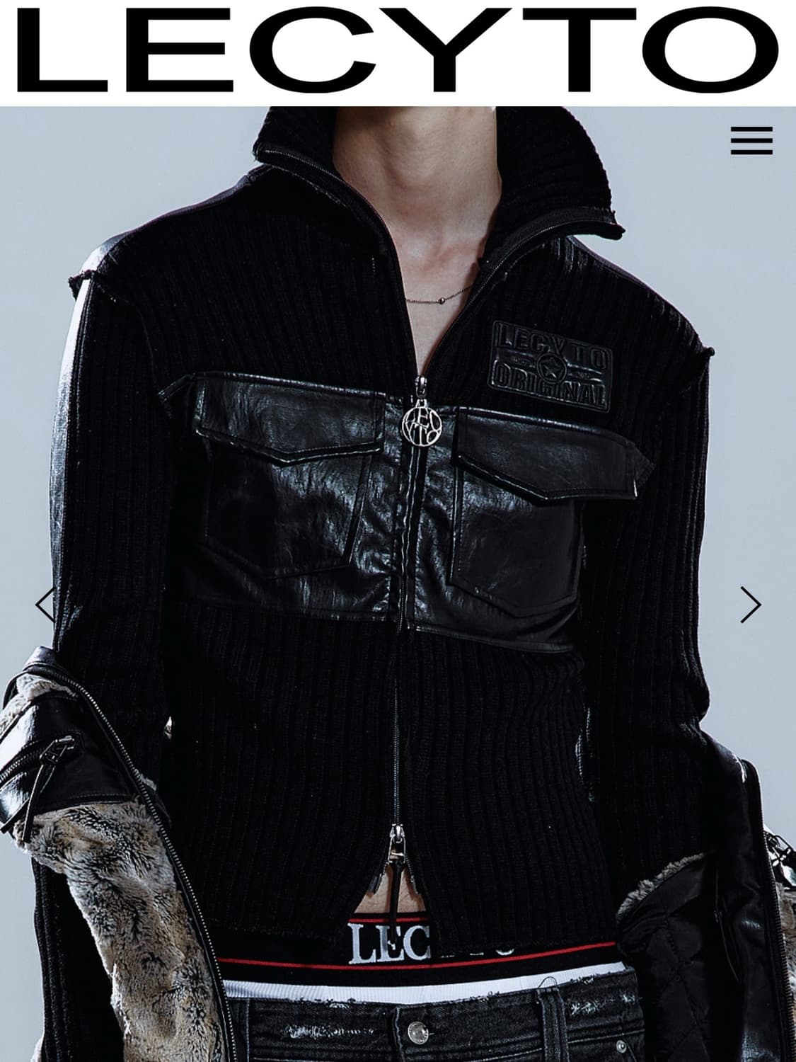 레시토 니트 집업 lecyto fabric mix neck zip up 상품이미지2