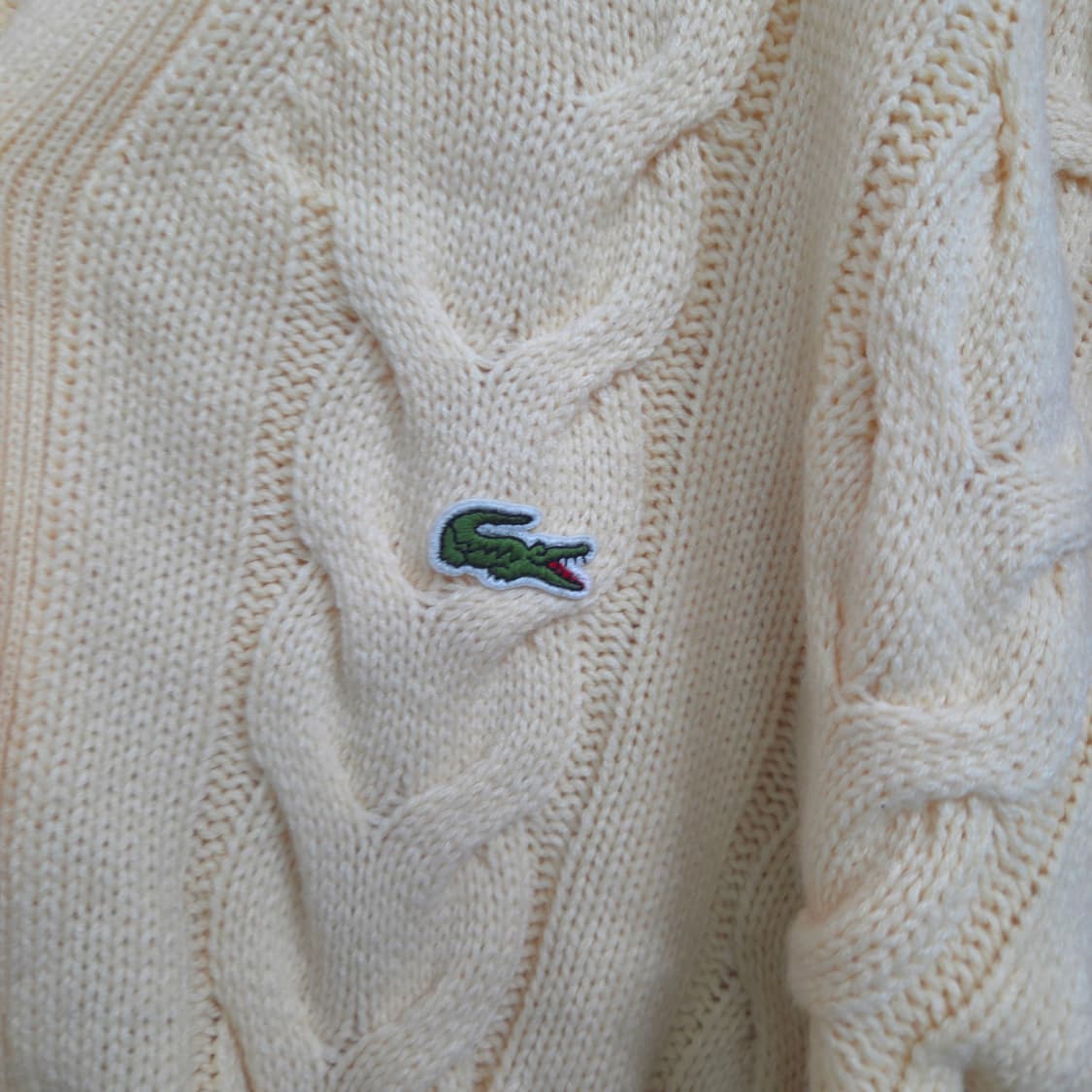 여55 라코스테 꽈배기 크롭 니트 가디건 (리폼) 상품이미지4