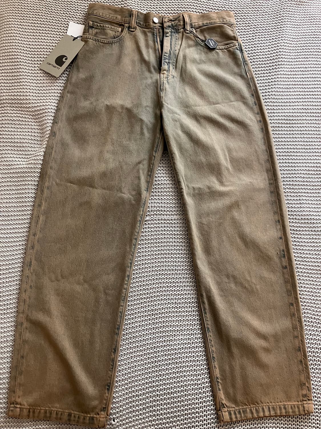 칼하트 WIP 랜든 팬츠 블루 레더 가먼트 다이드 상품이미지1