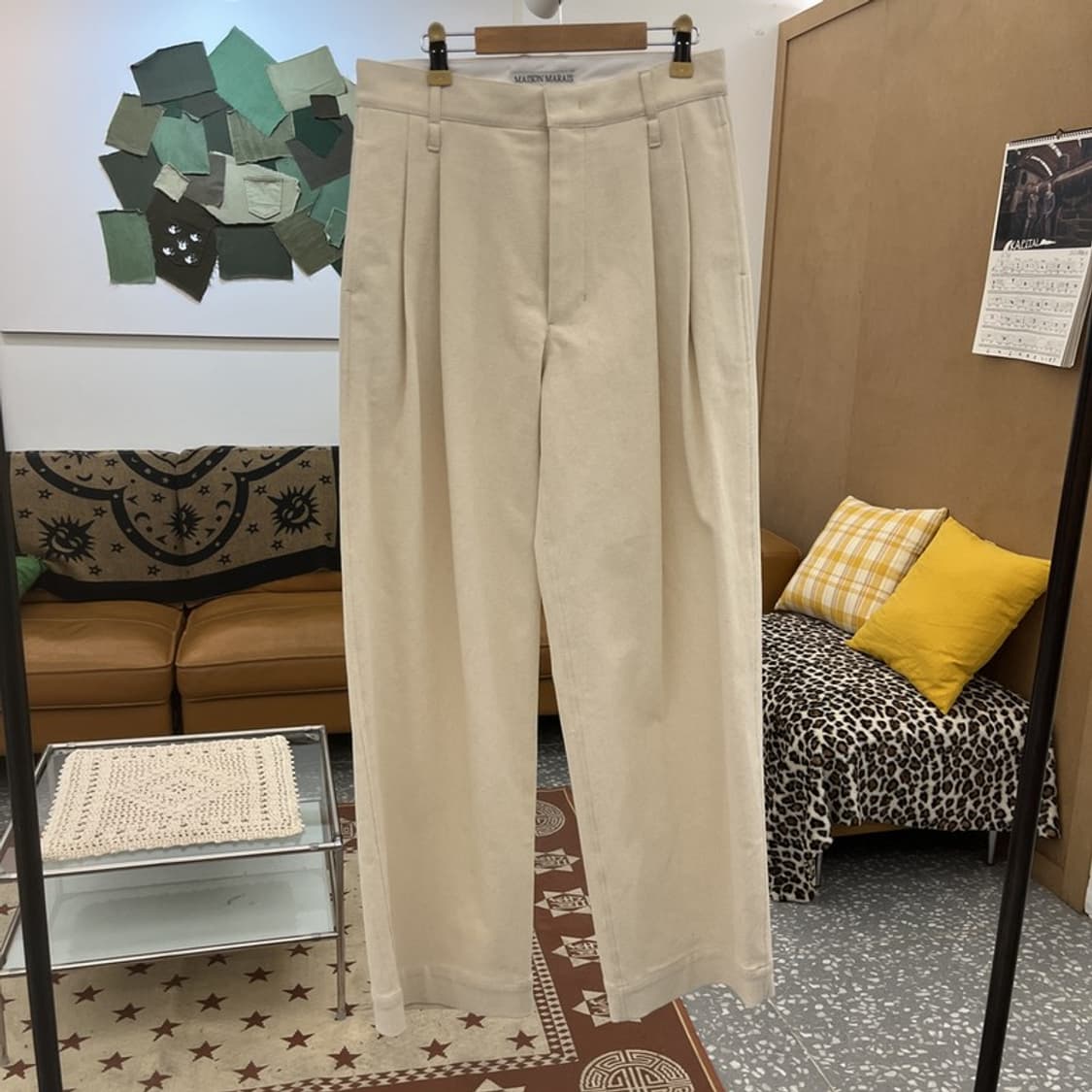 메종 마레 빈티지 모던 시크 핀턱 코튼팬츠 면바지 34 C10166 상품이미지3