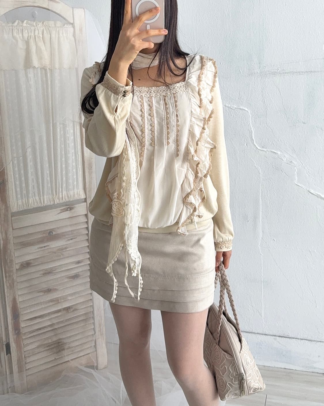 Axes Femme Romantic Lace Ruffle Blouse  상품이미지3