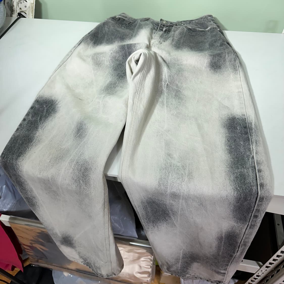 S-M 디엔에스알 DNSR 와이드핏 블리치 데님팬츠 상품이미지3