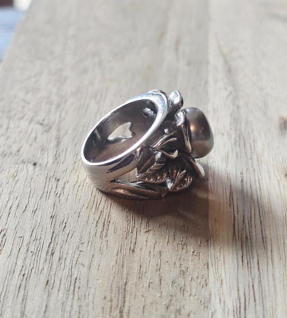 빈티지 실버 나뭇잎 모티브 진주 반지 상품이미지3