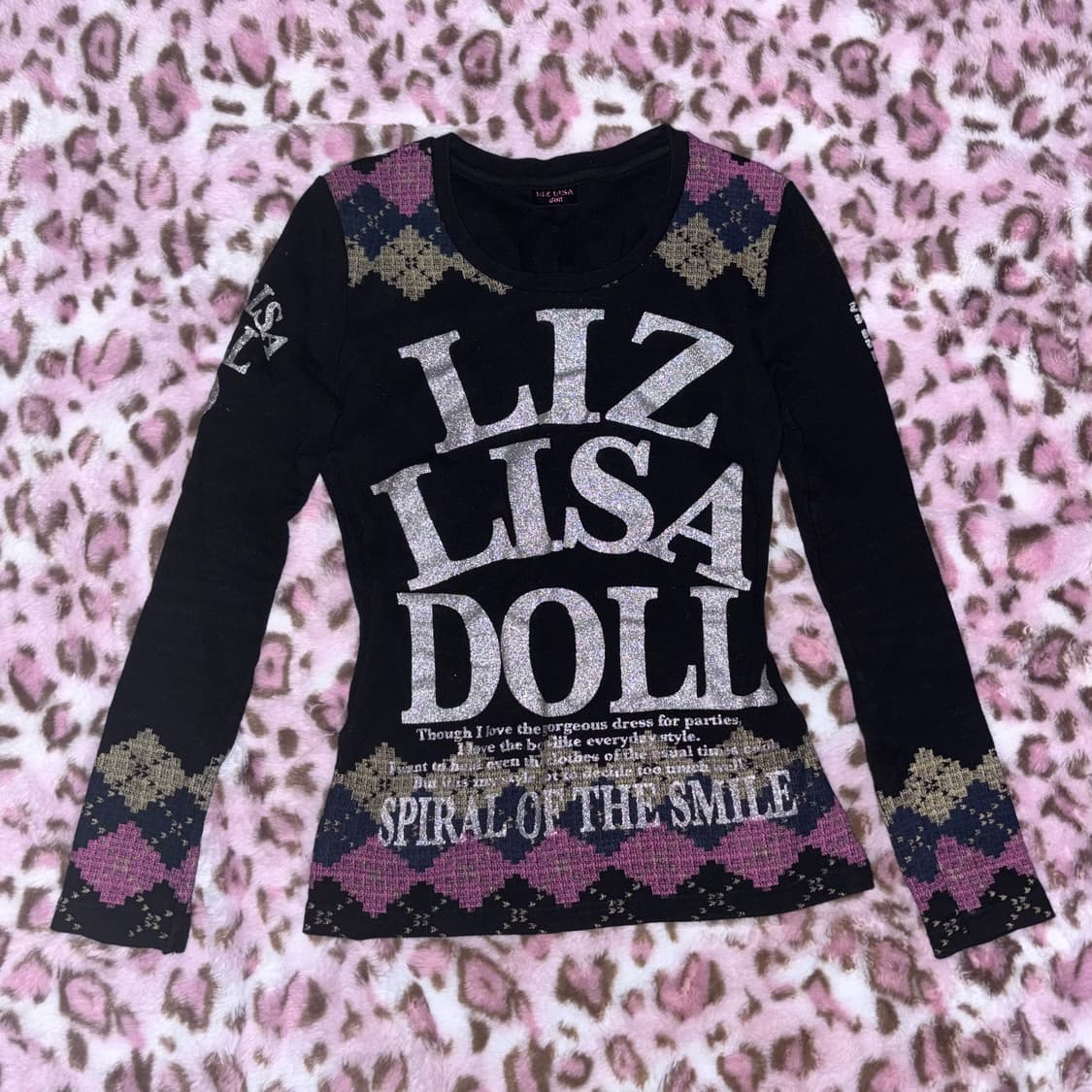 리즈리사돌 아가일 패턴 긴팔 티셔츠 롱슬리브 트랄라라 상품이미지1