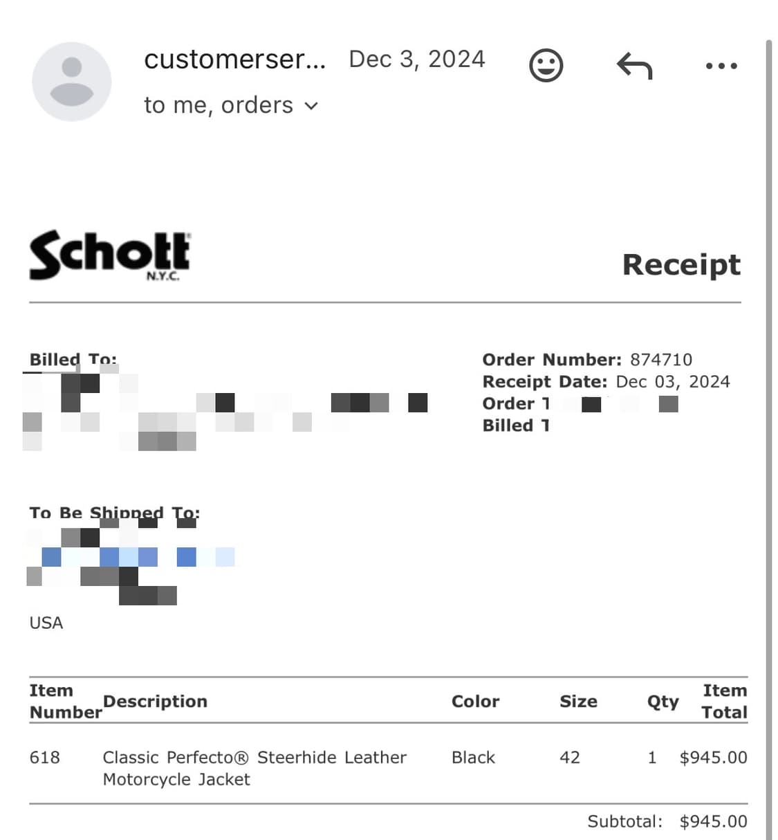 Schott Perfecto 618 size 42 (쇼트 퍼펙토) 상품이미지5