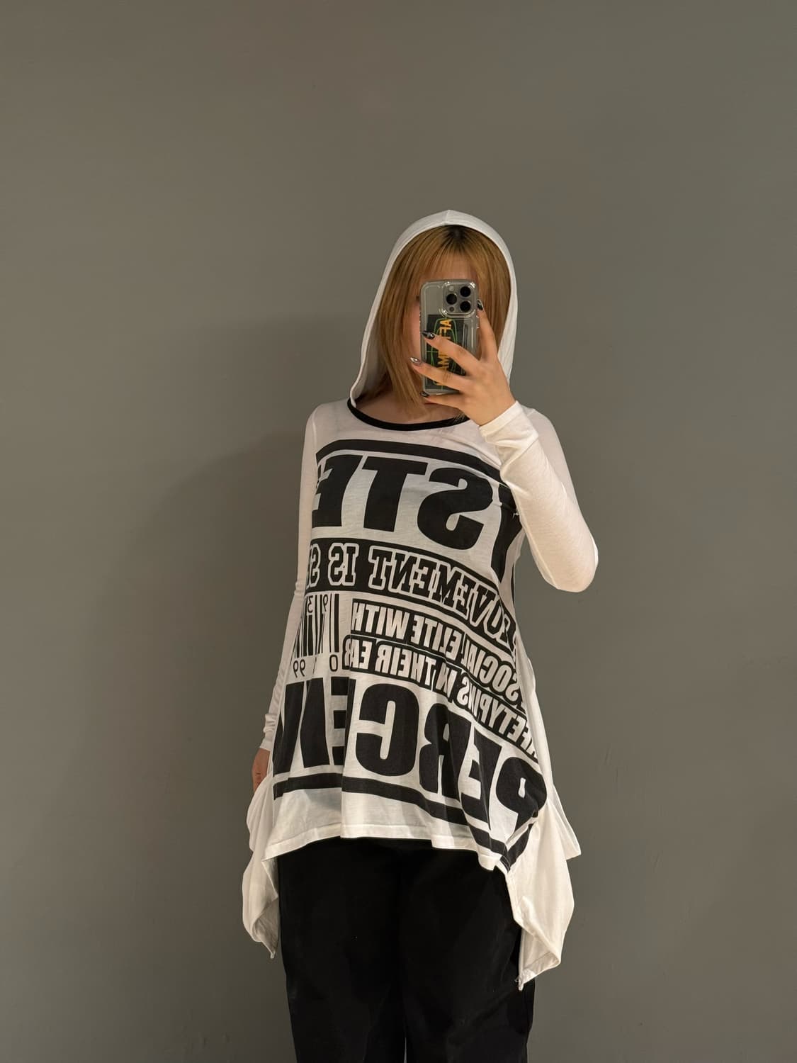 unbalance cutting lettering hood sleeve 상품이미지2