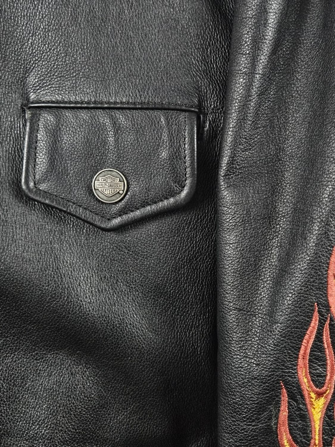 할리데이비슨 라이드프리 바이커 플레임 가죽 자켓 (3XL) / 11366 상품이미지5