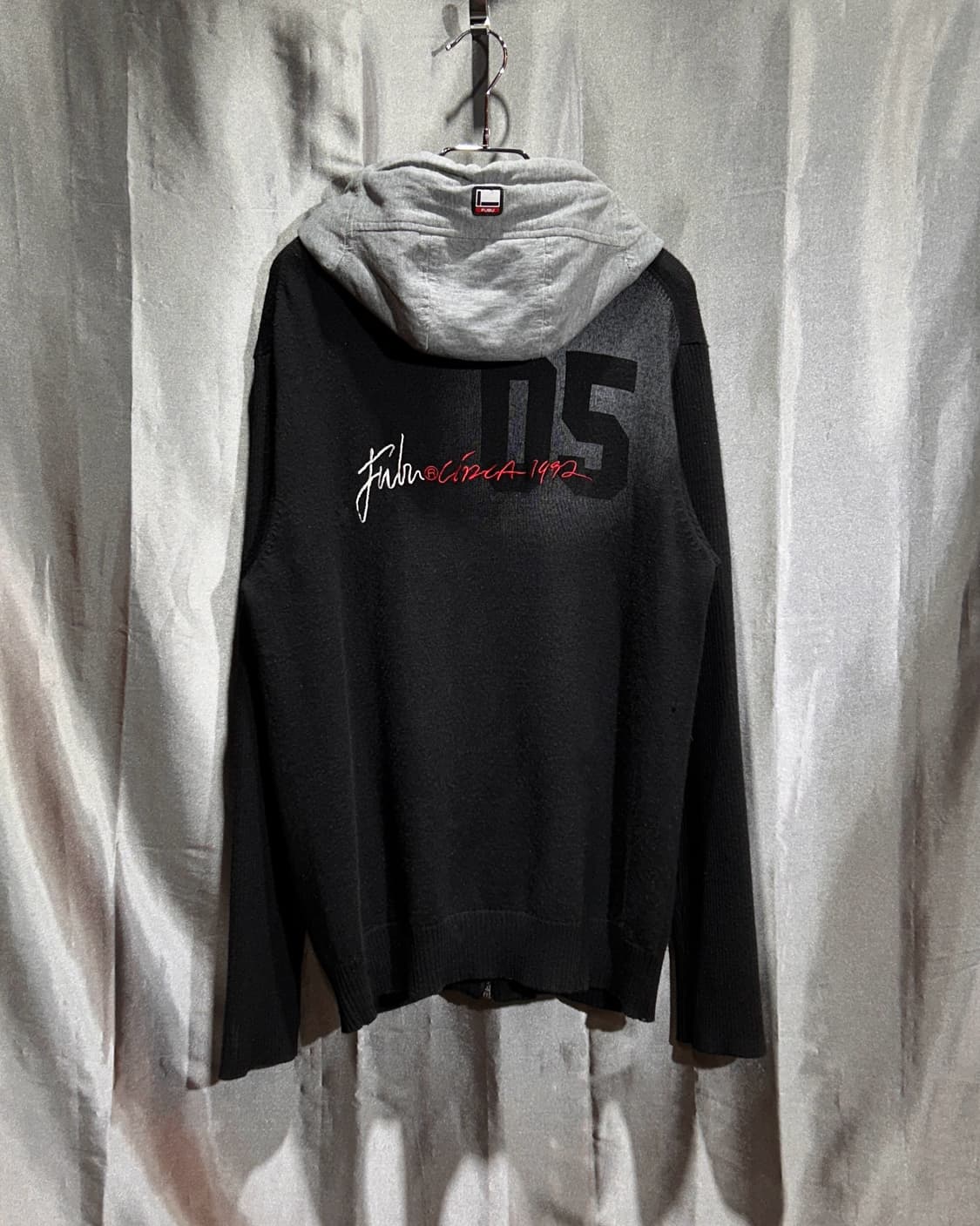 M FUBU 푸부 자수 그래픽 로고 블랙 니트 후드집업 상품이미지4
