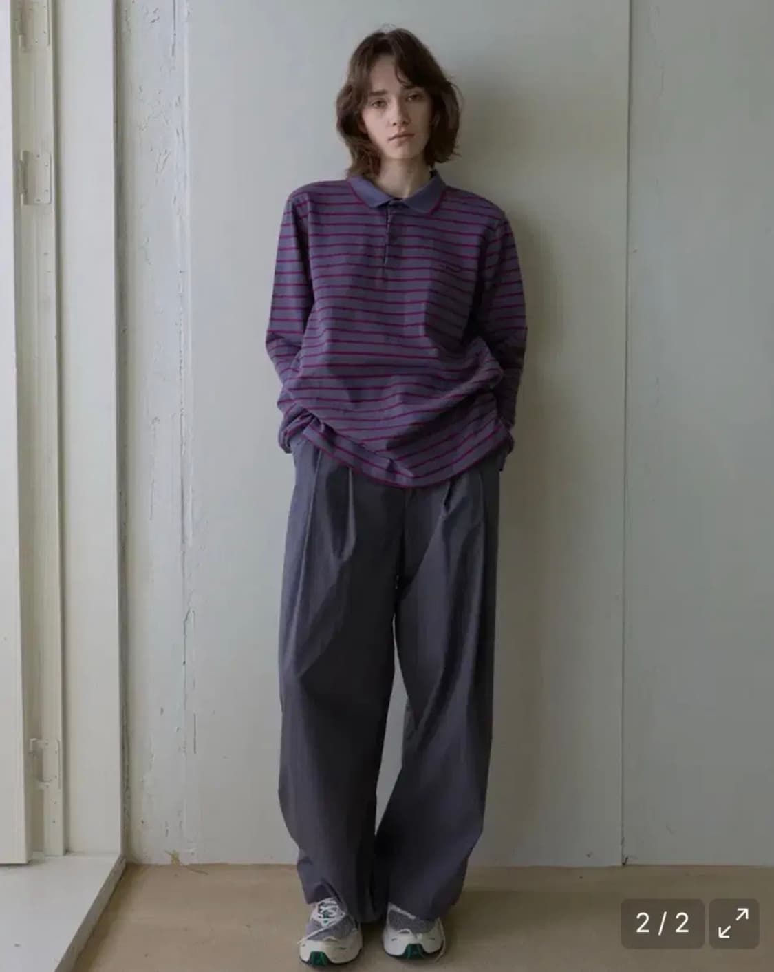 노컨텐츠 스트라이프 피케이 티 _ 다크그레이 상품이미지2