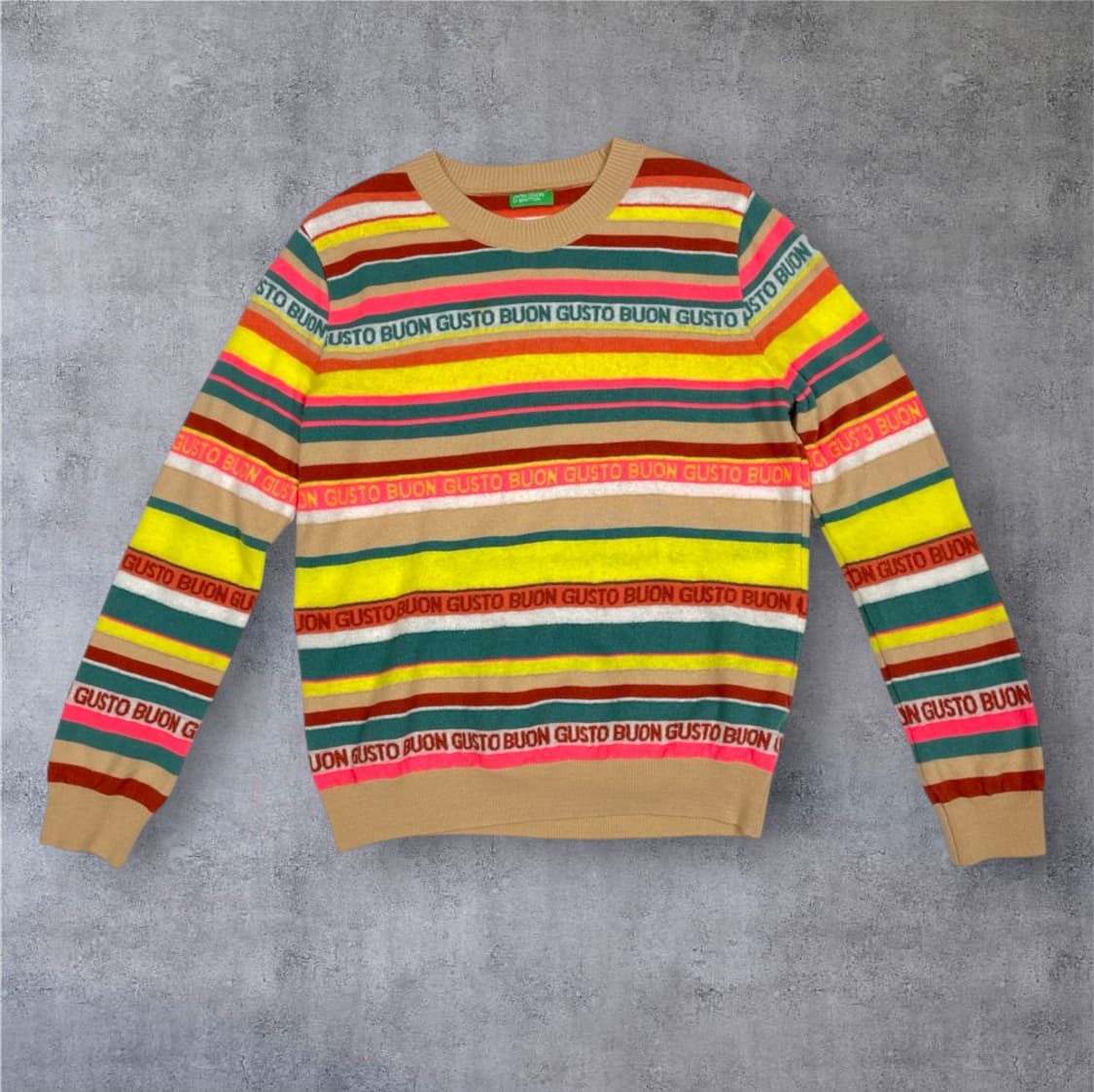 베네통 BENETTON 멀티 스트라이프 레터링 니트 FREE 상품이미지1