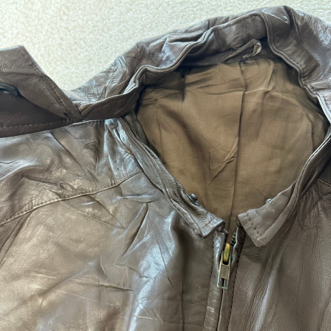 90s 아메리칸 빈티지 레더 봄버자켓 다크브라운  상품이미지6