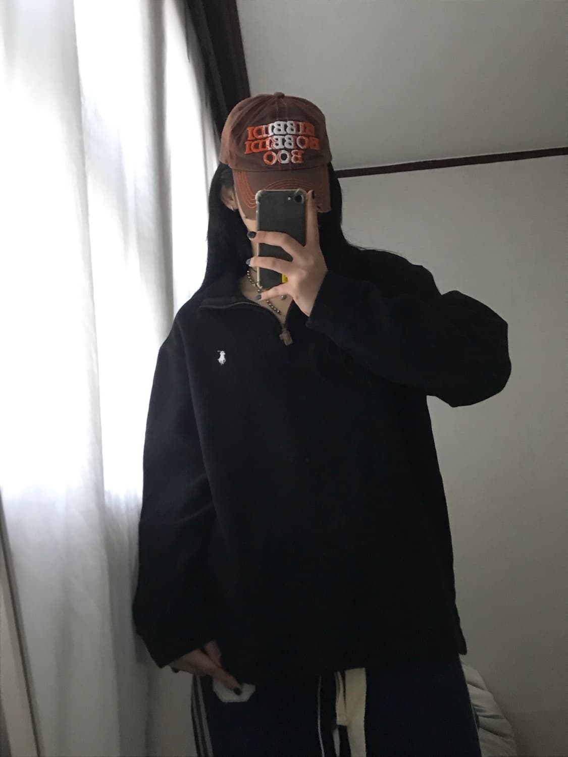 폴로 블랙 코튼 반집업 상품이미지3