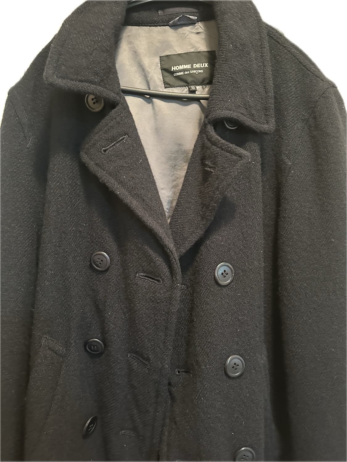 레이가와쿠보 시즌 꼼데가르송 옴므 듀스 축융 울 피코트 상품이미지3