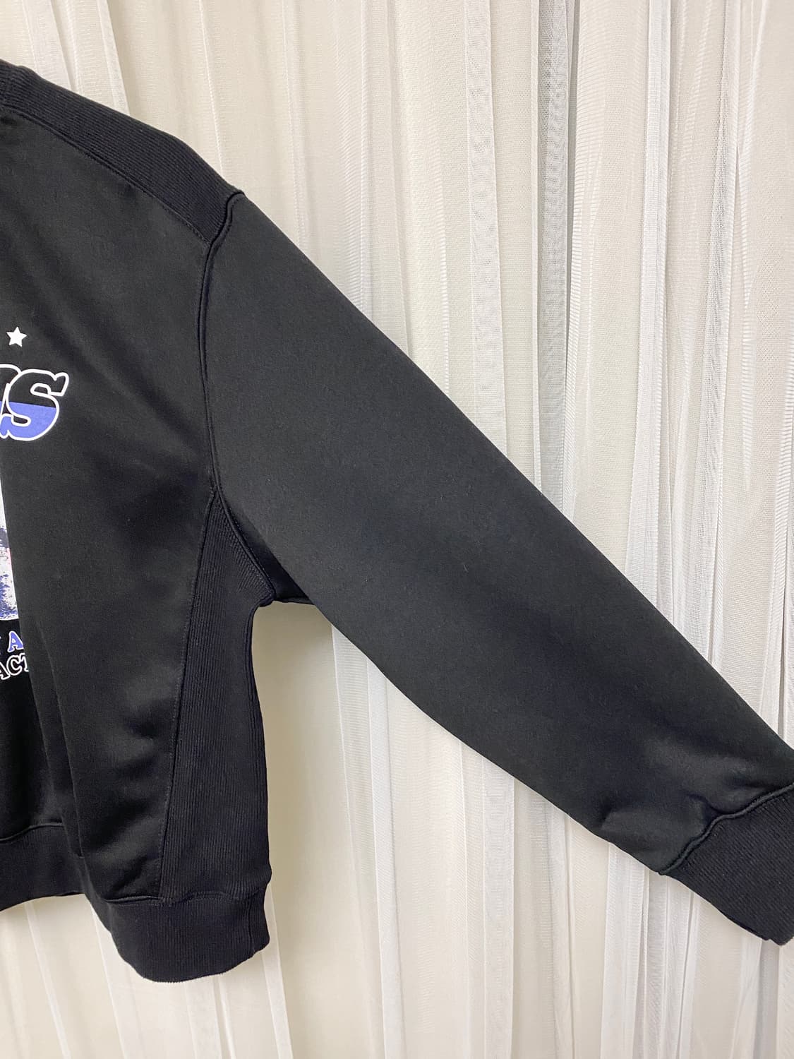 플라스틱아일랜드 블랙 검정 테디베어 프린팅 쭈리 맨투맨 티 티셔츠 상품이미지3