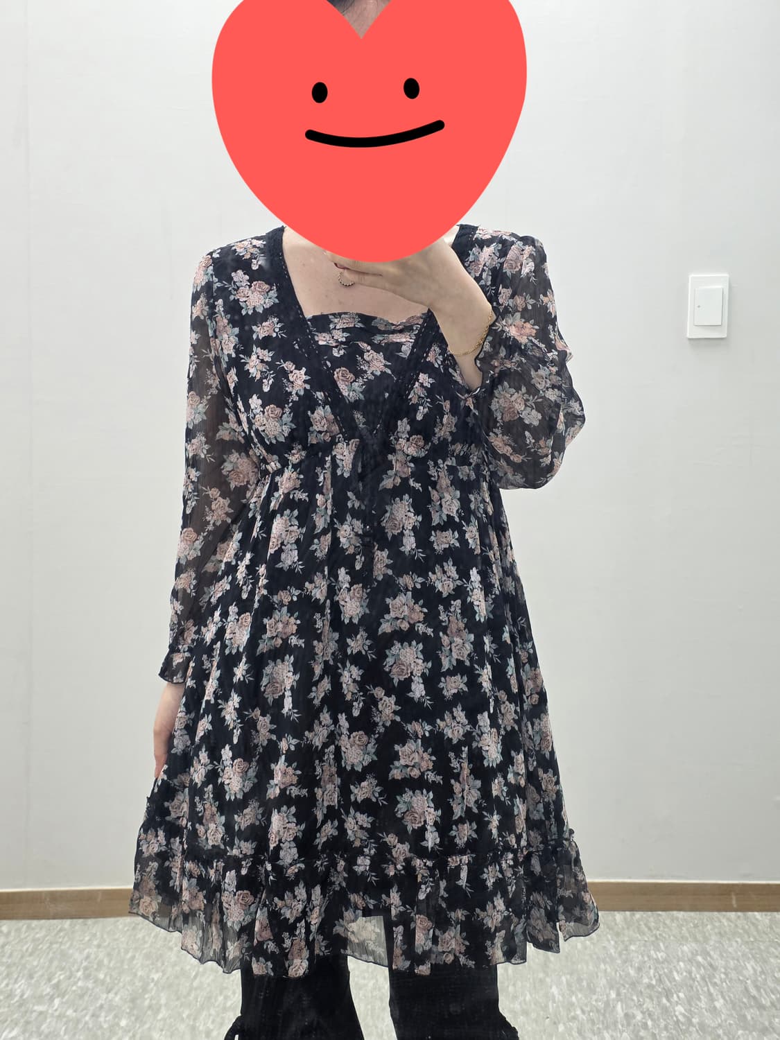 일본빈티지 sky bomber 블랙로즈 보헤미안 쉬폰 모리걸 원피스 상품이미지2