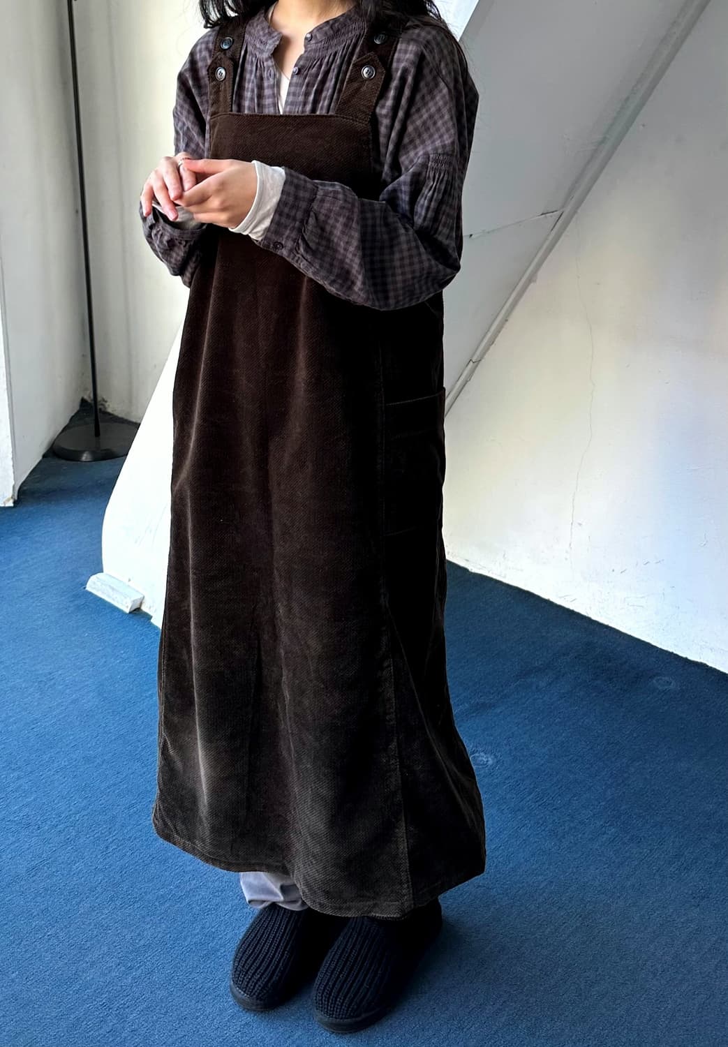 Brushed cotton dungaree dress 상품이미지9