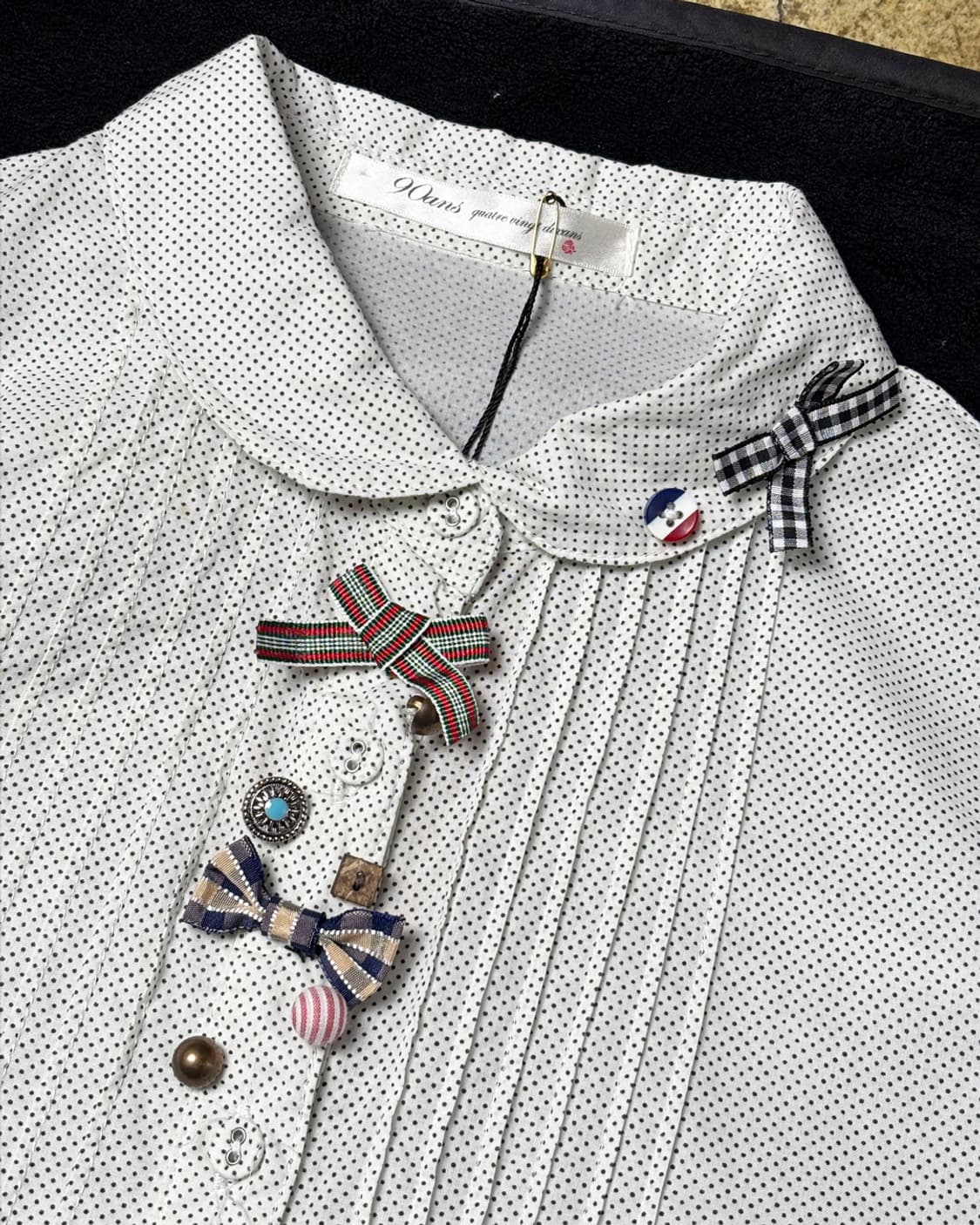 일본빈티지 리본셔츠 상품이미지3