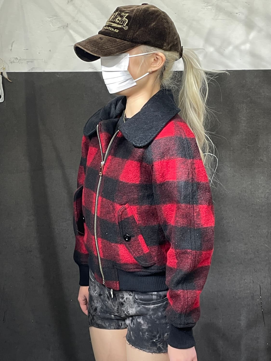 디젤 아카이브 타탄 체크 블루종 크롭 자켓 S 상품이미지2