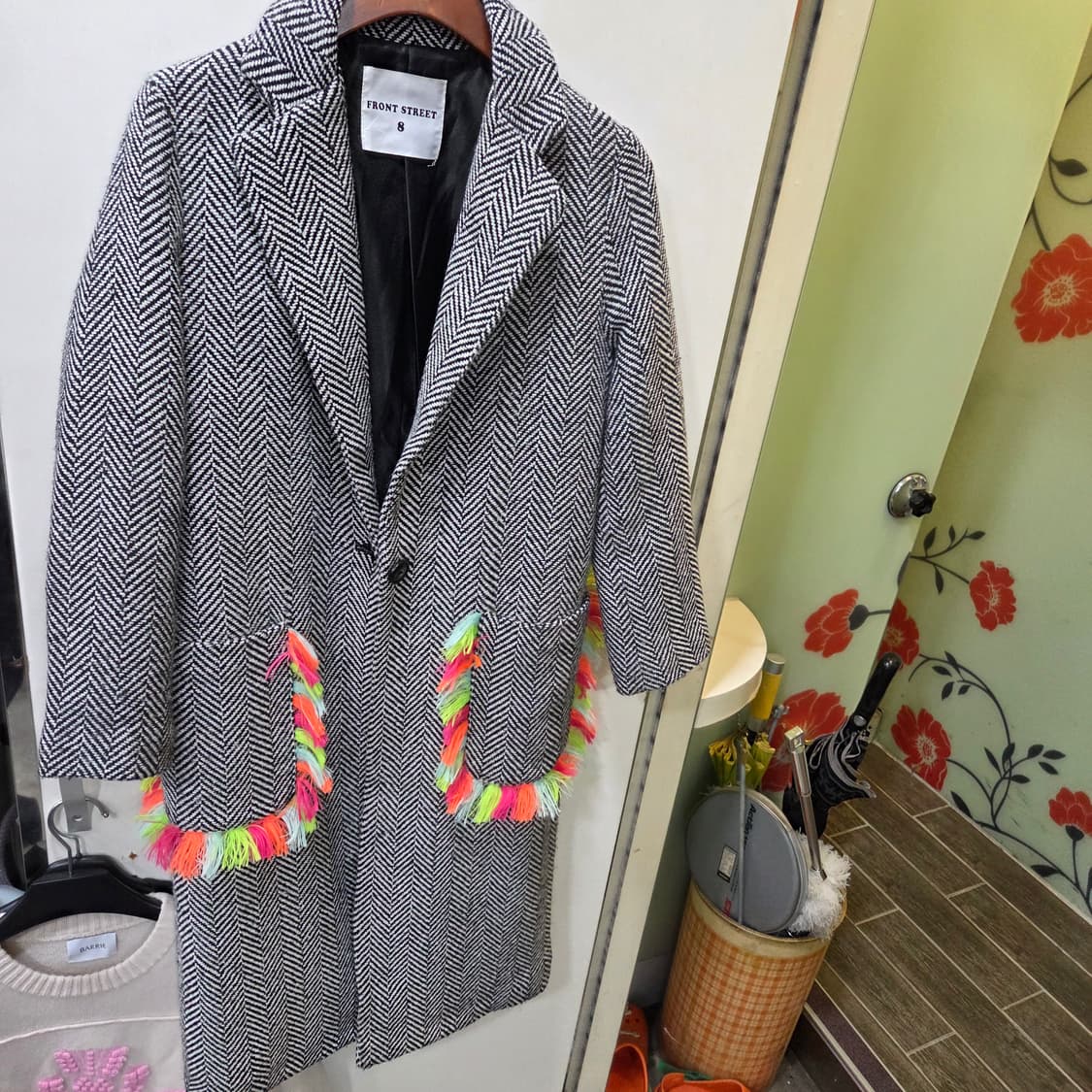 이태리 헤링본 롱 코트 상품이미지5