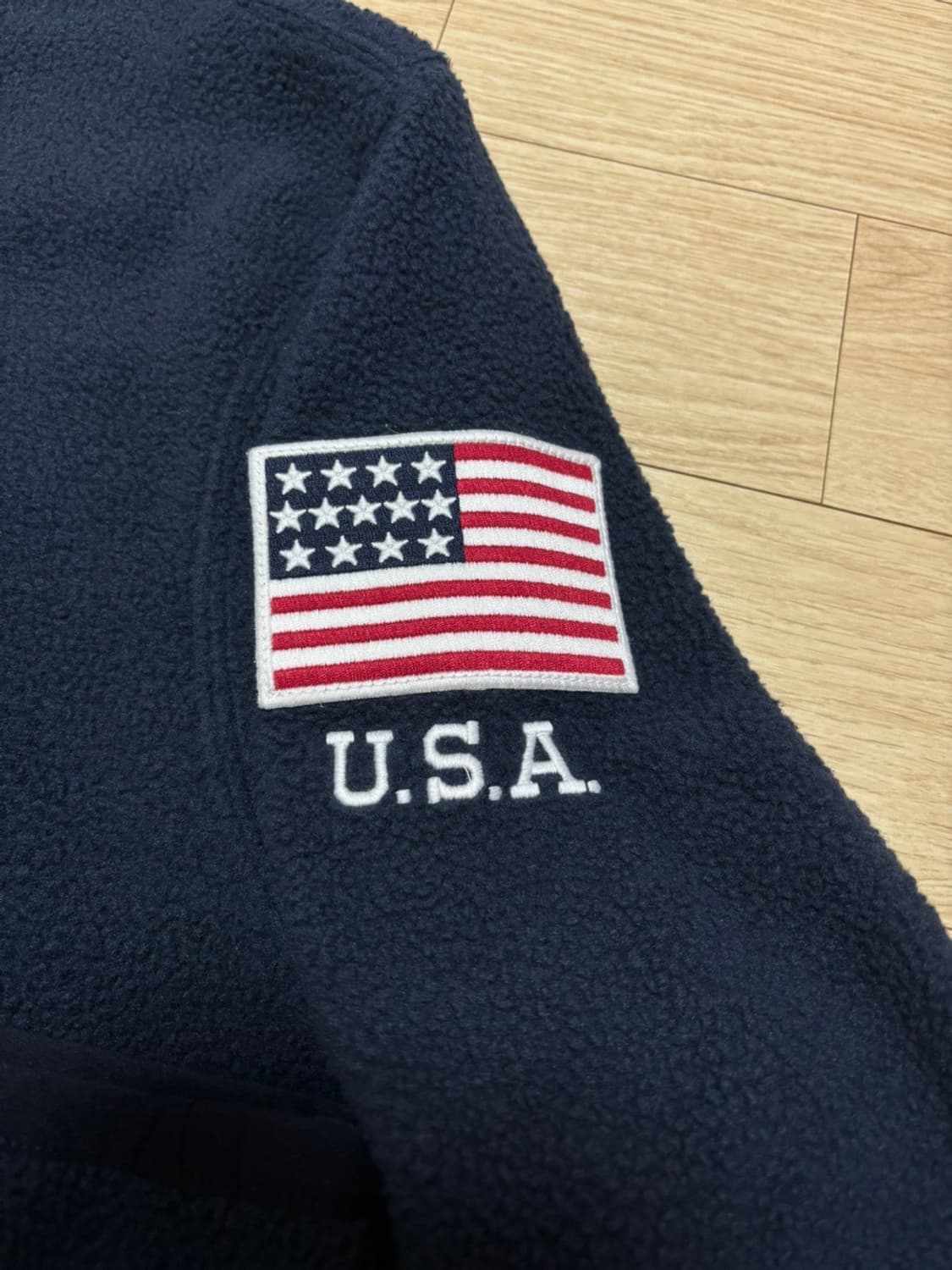 폴로 성조기 자수 플리스 하프집업 네이비 XL 상품이미지3