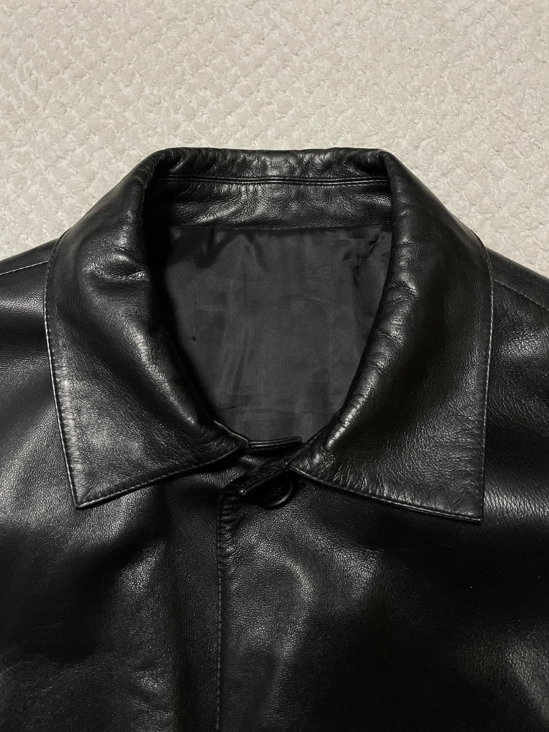 ZIOZIA 웨스턴 무드 4버튼 램스킨 양가죽 레더 카 코트 상품이미지4