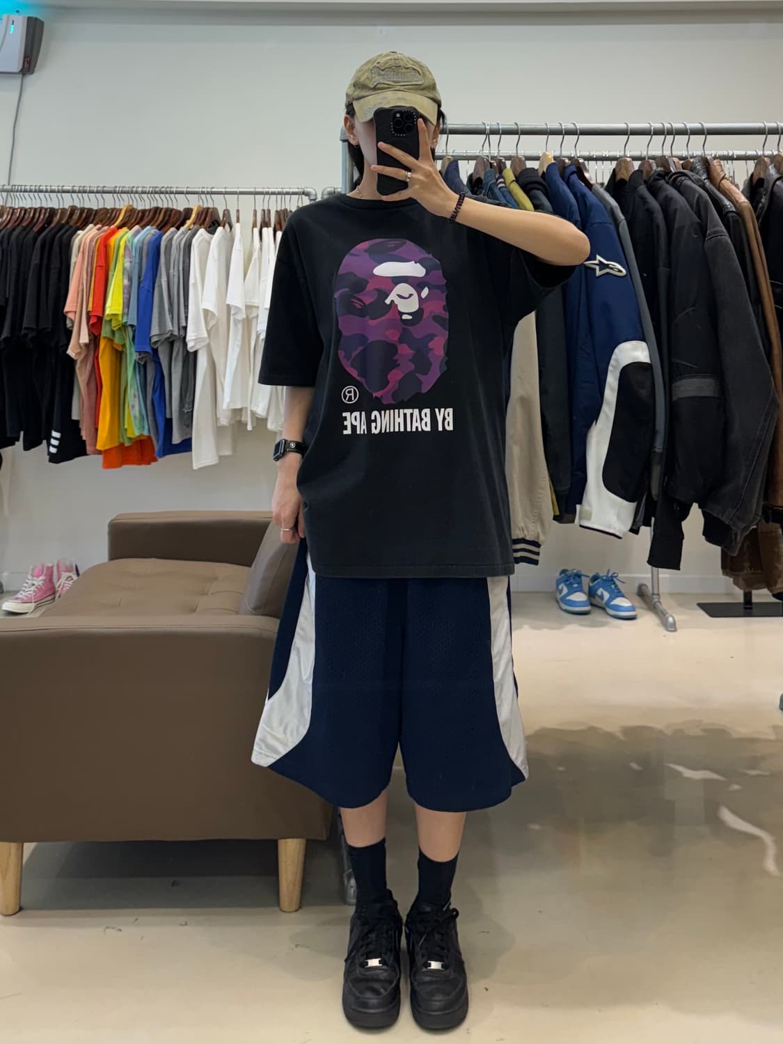 베이프 컬러카모 빅에이프 헤드 반팔 상품이미지7