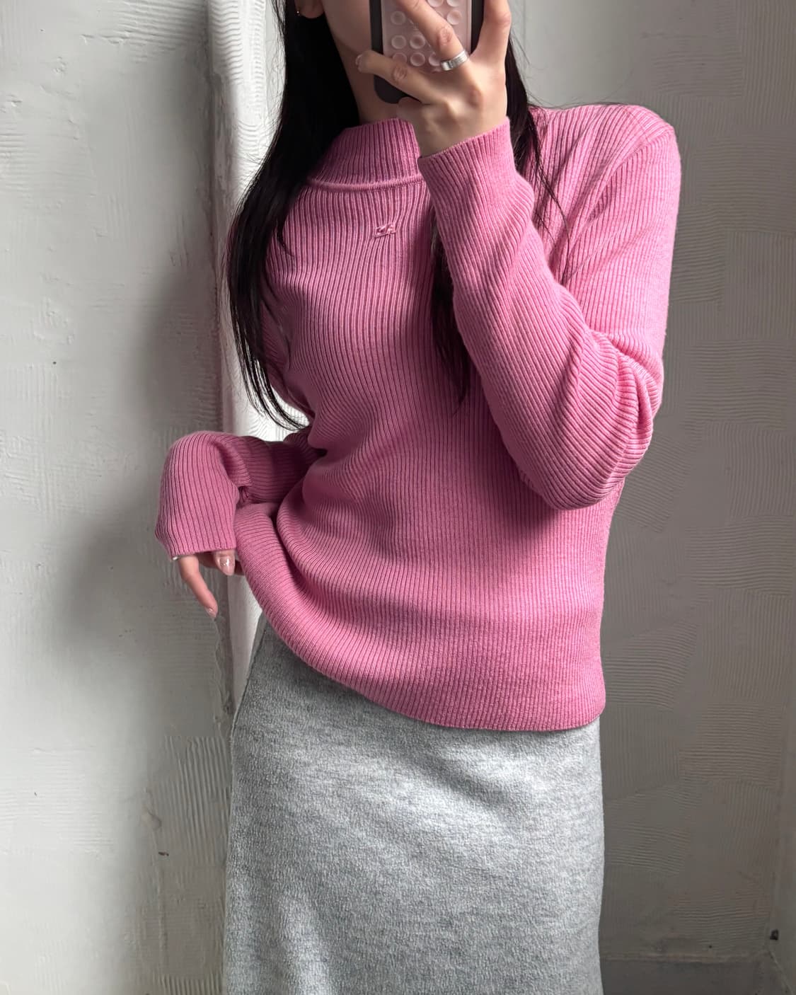 Courreges 꾸레쥬 핑크 모크넥 니트 상품이미지2