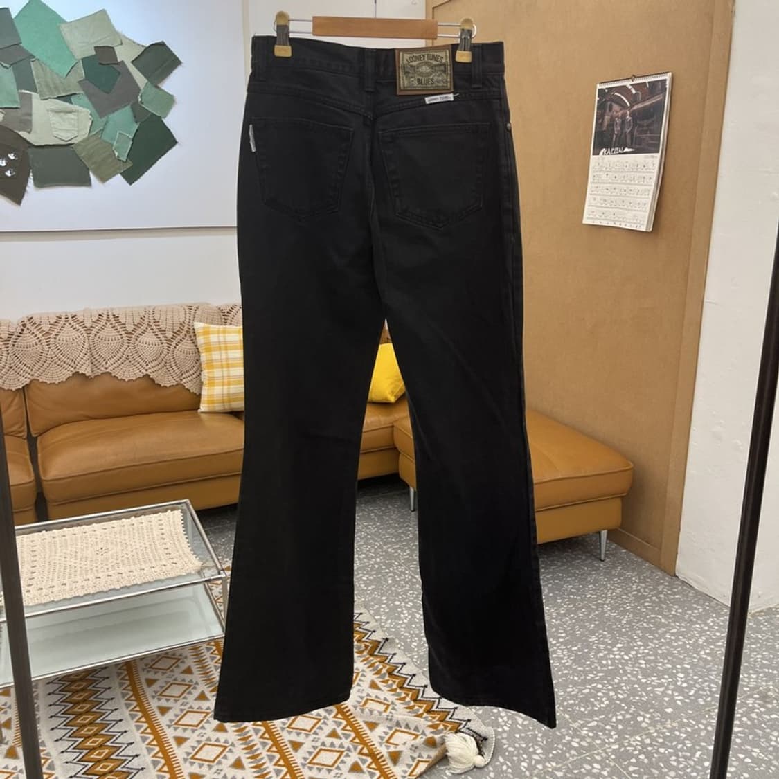 루니툰즈 스트릿 펑크 키치 캐릭터 흑청 데님팬츠 26인치 C10645 상품이미지4