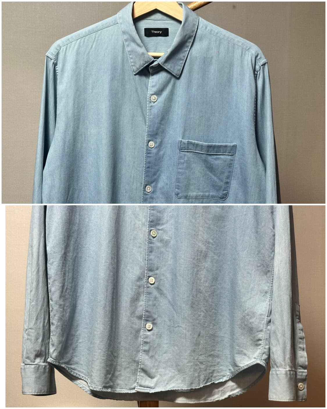 Theory 띠어리 데님셔츠/L/100-105 라이트블루 상품이미지3