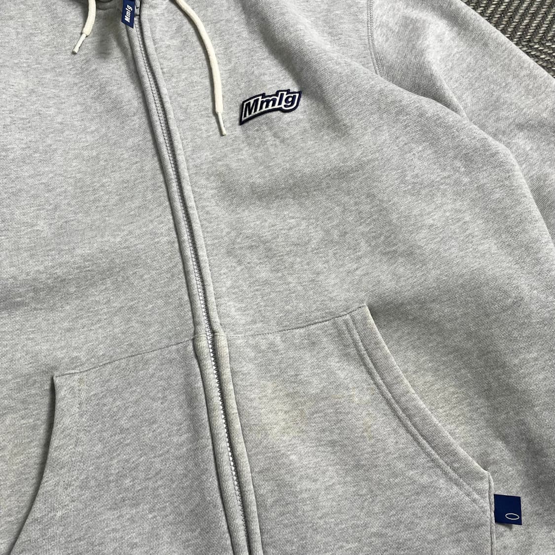 Mmlg 자수로고 박시핏 후드 집업 그레이y 5011 상품이미지3