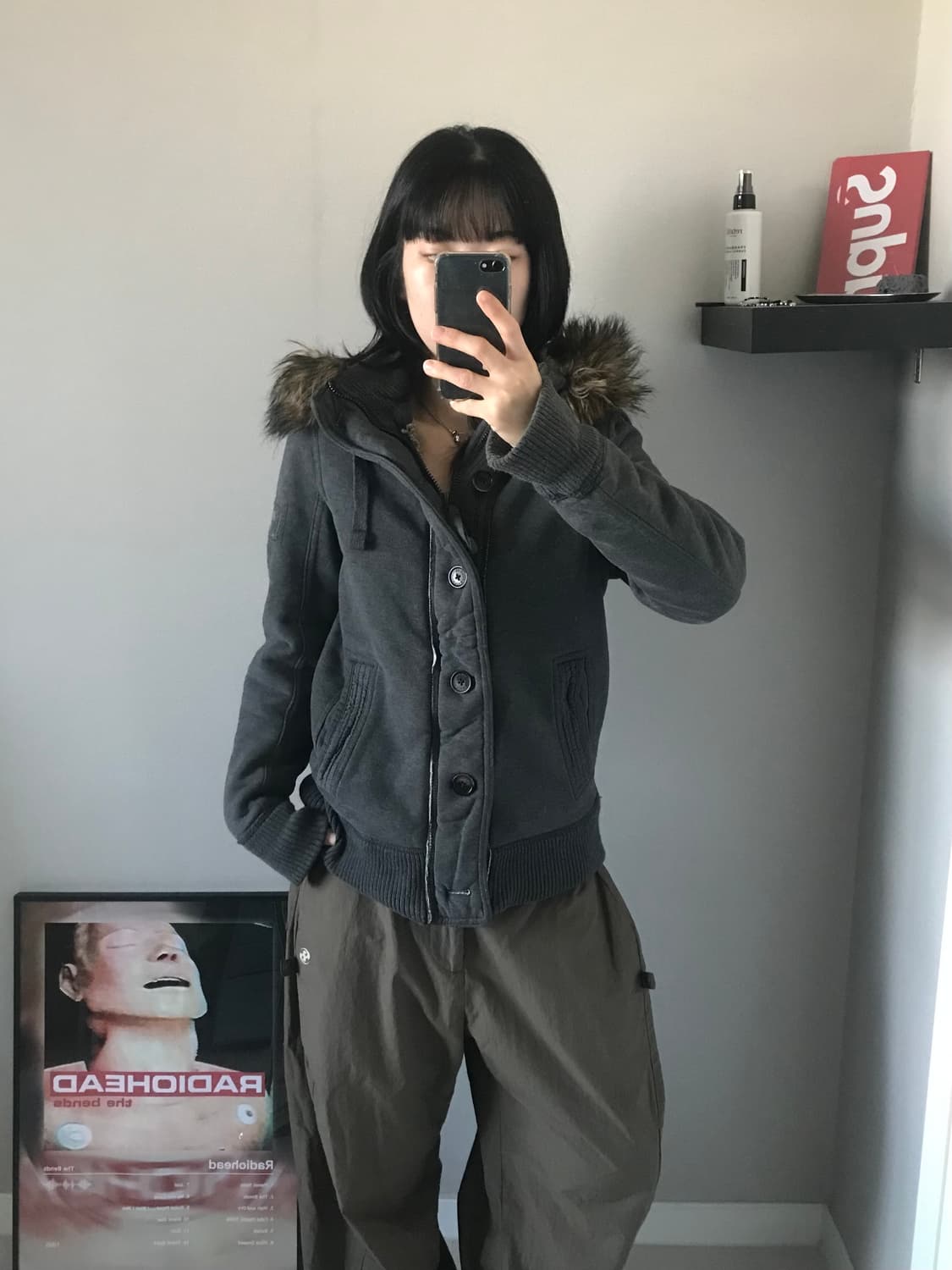 아베크롬비 헤비 코튼 차콜 울프죠 후드집업 상품이미지5