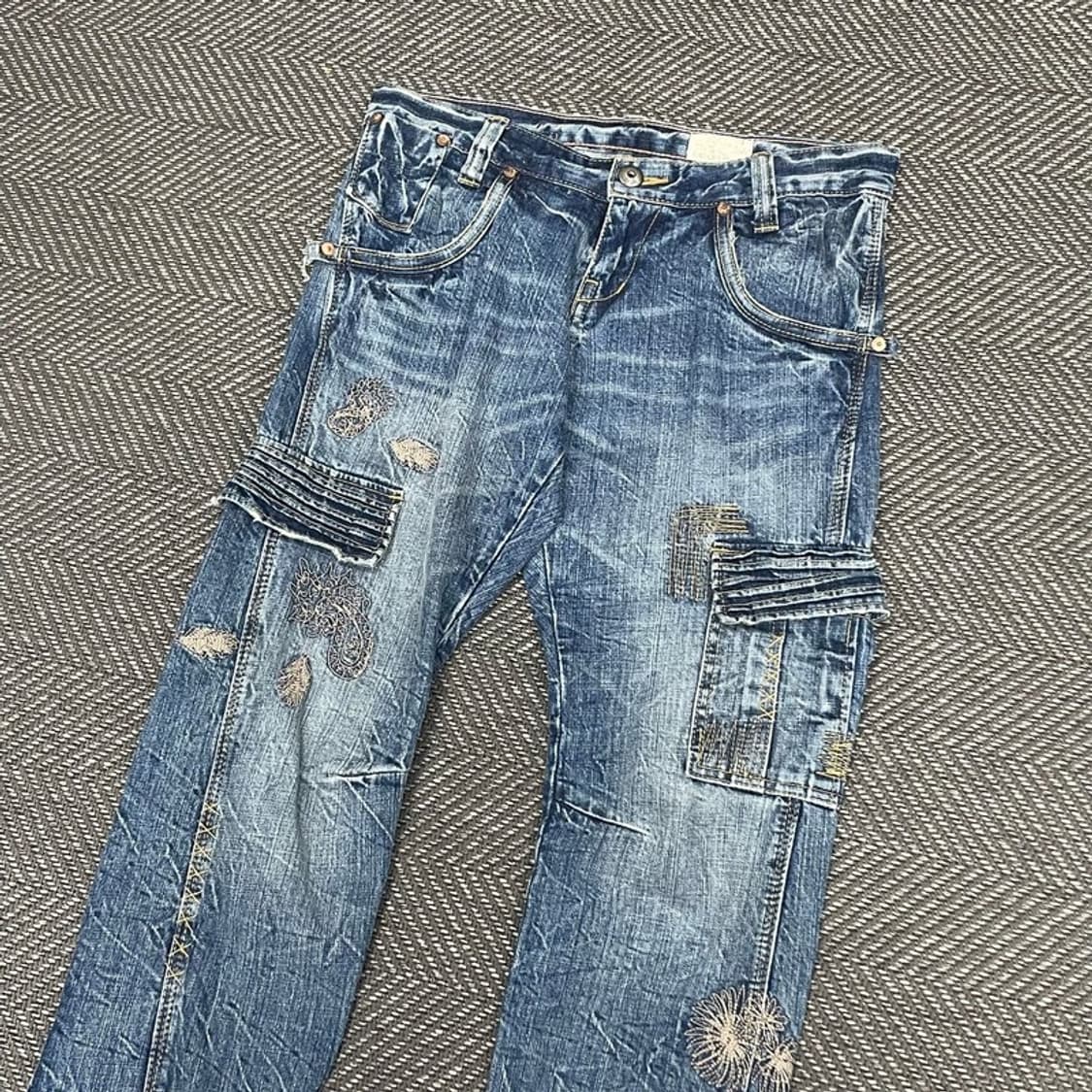 안트가우지 자수 슬림핏 데님 팬츠 v0175 상품이미지3