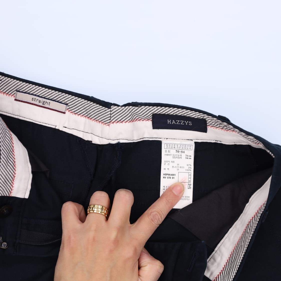[70-94] 헤지스 네이비 일자팬츠 면바지 1209H2 상품이미지4