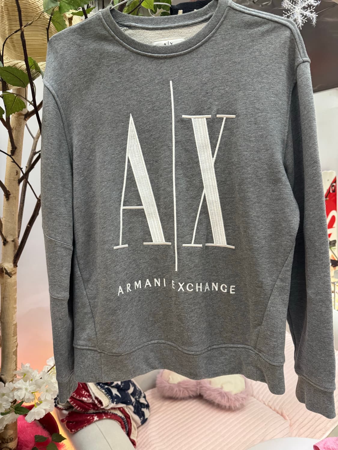 A|X Armani Exchange 빅로고 맨투맨 스웨트셔츠 (그레이) 상품이미지4