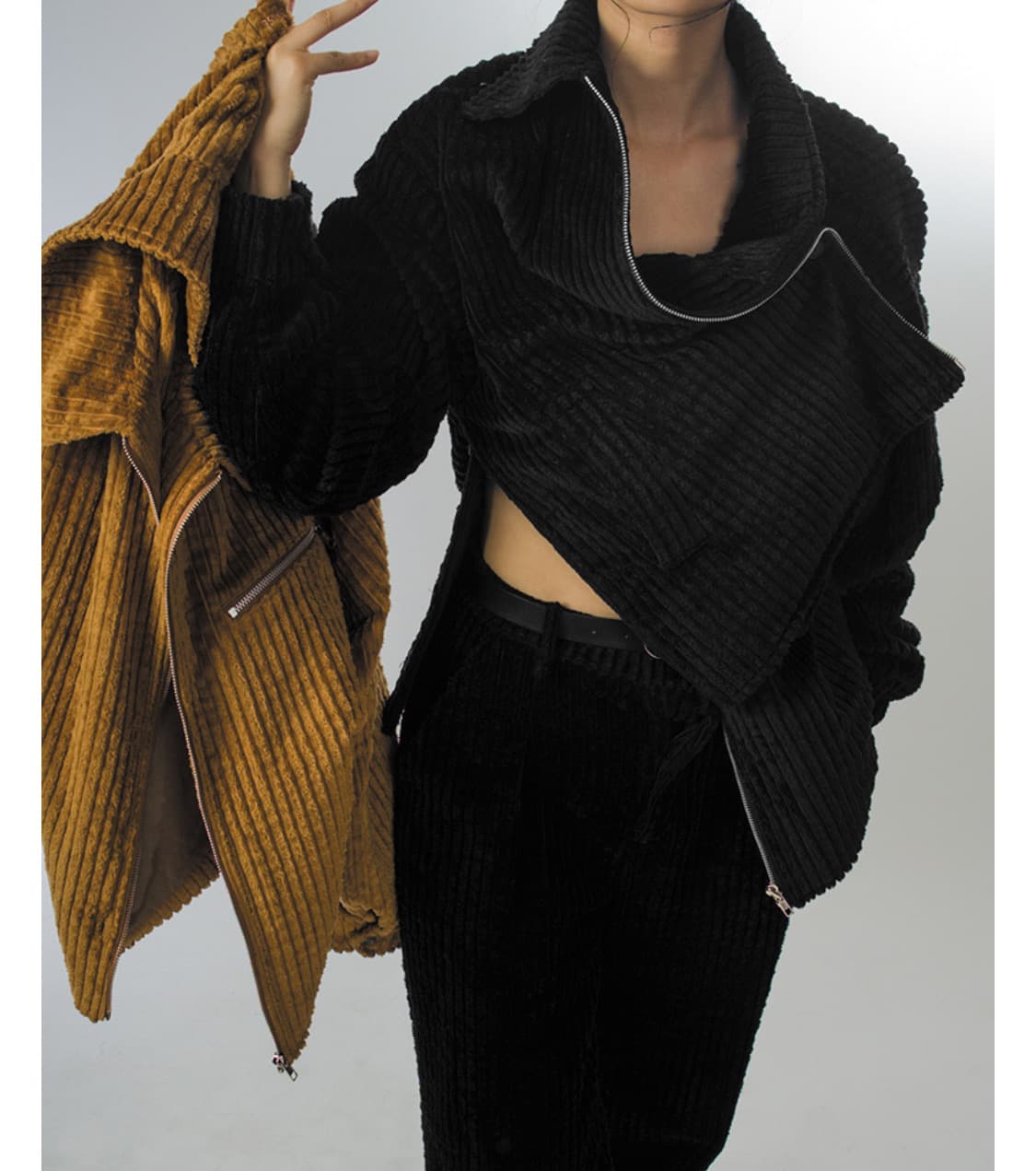 아드베스 드레이핑 카울 자켓 블랙 상품이미지2