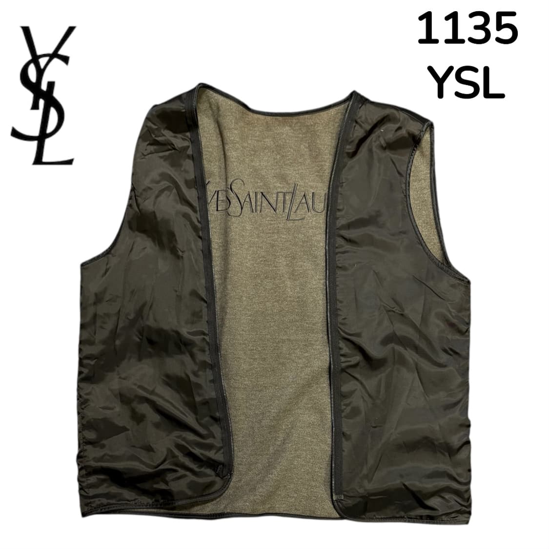 Ysl 입생로랑 아카이브 딥브라운 그레이 내피 분리 블루종 자켓 L 상품이미지5