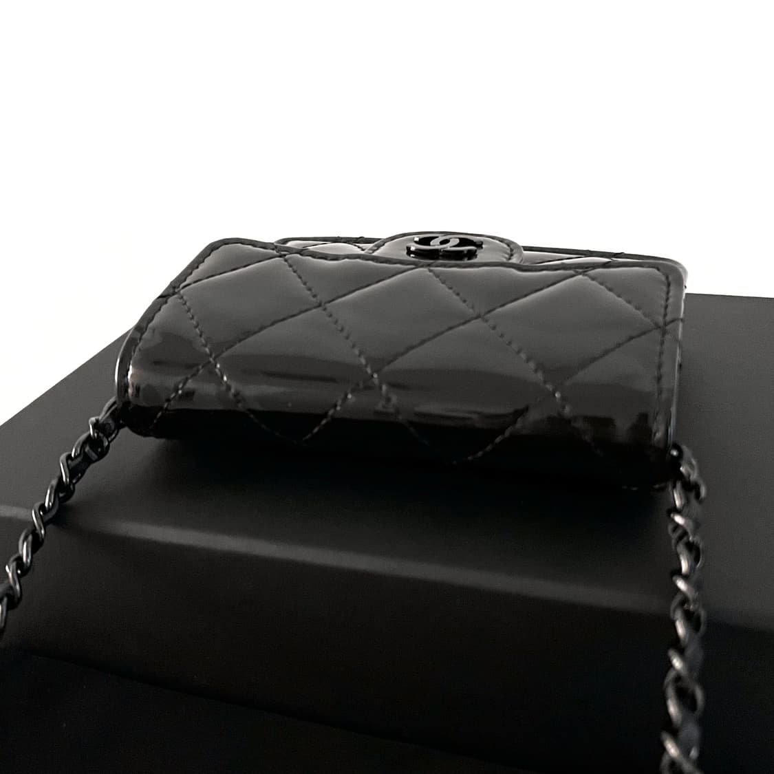 [S급/정품] 샤넬 블랙 페이던트 플랩 아코디언 체인 지갑 가방 woc 상품이미지7