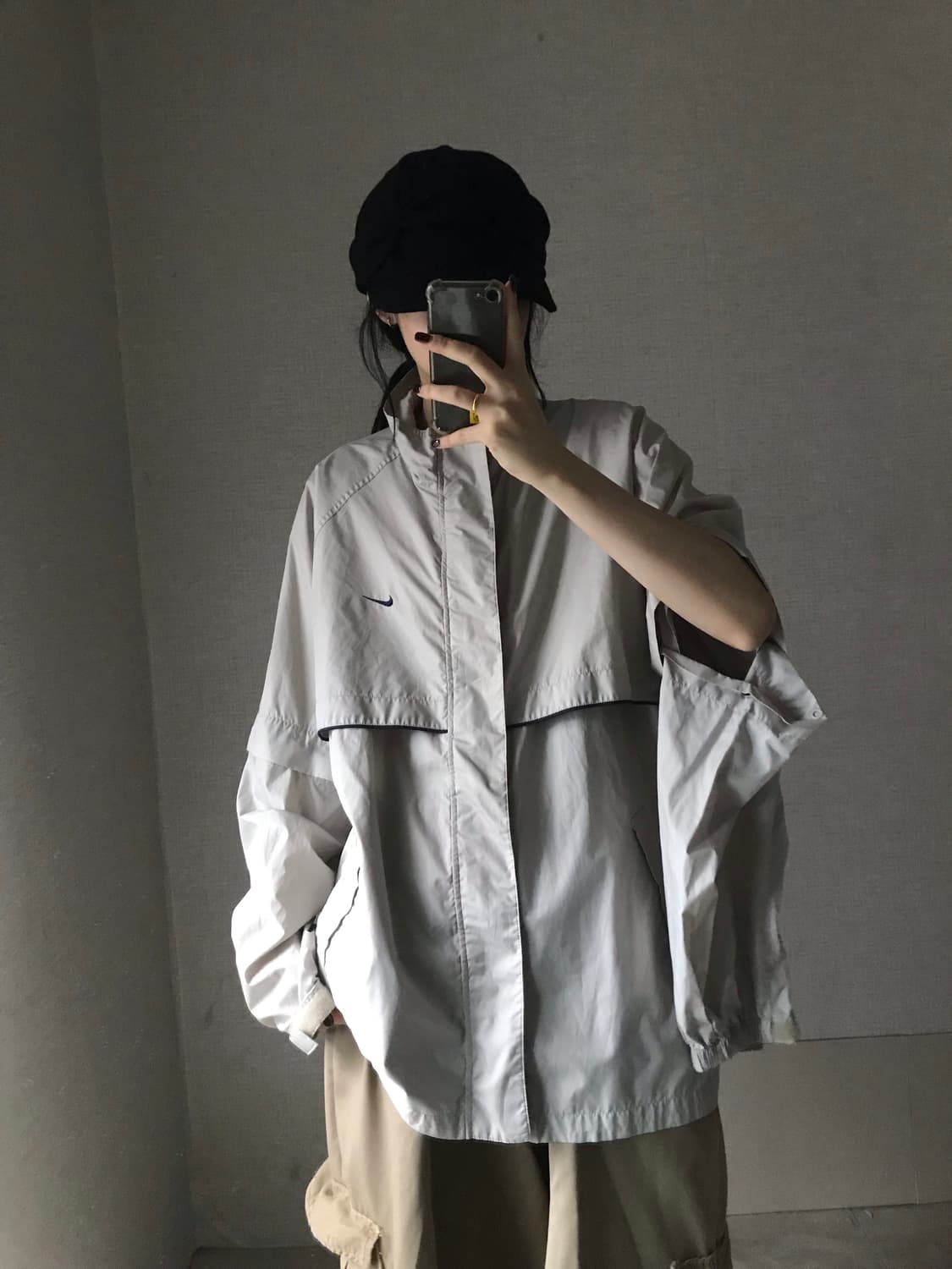 나이키 베이지 투웨이 절개 바람막이 상품이미지2