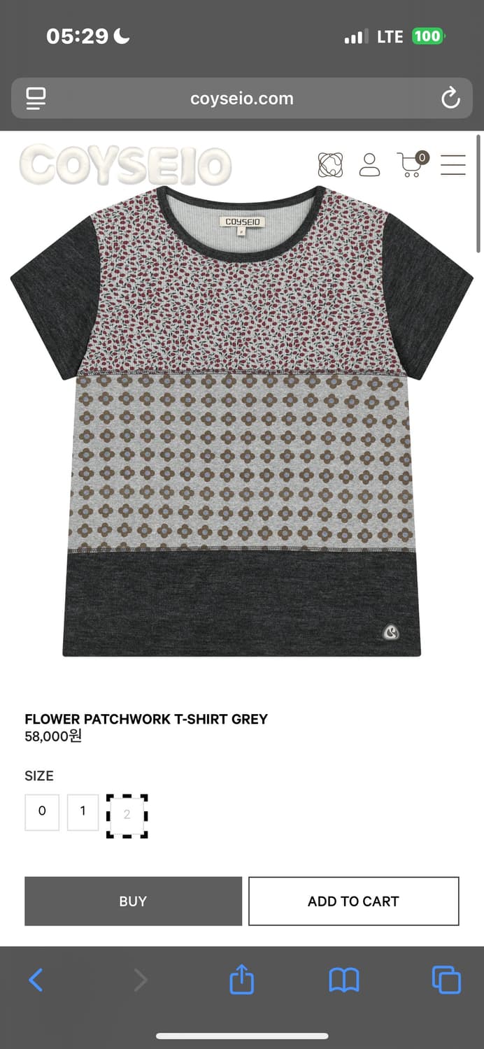 코이세이오 FLOWER PATCHWORK T-SHIRT GREY 2사이즈 상품이미지1