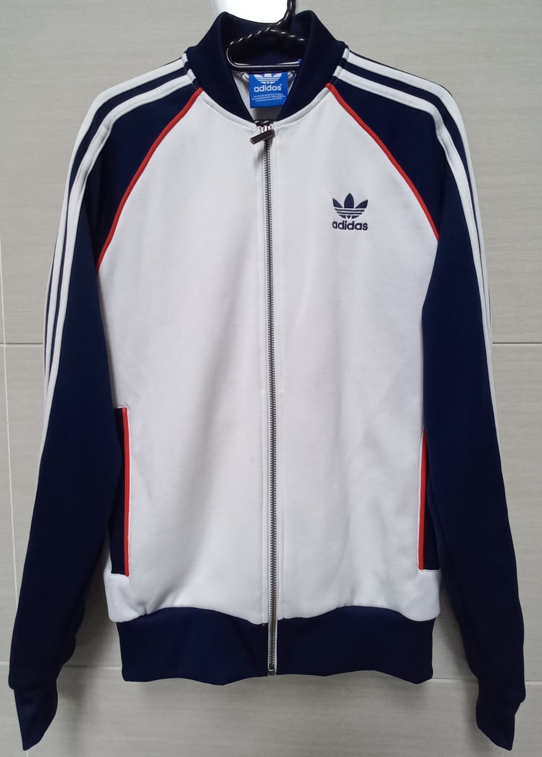아디다스 화이트 네이비 트랙탑 저지 져지집업 90/S 상품이미지1