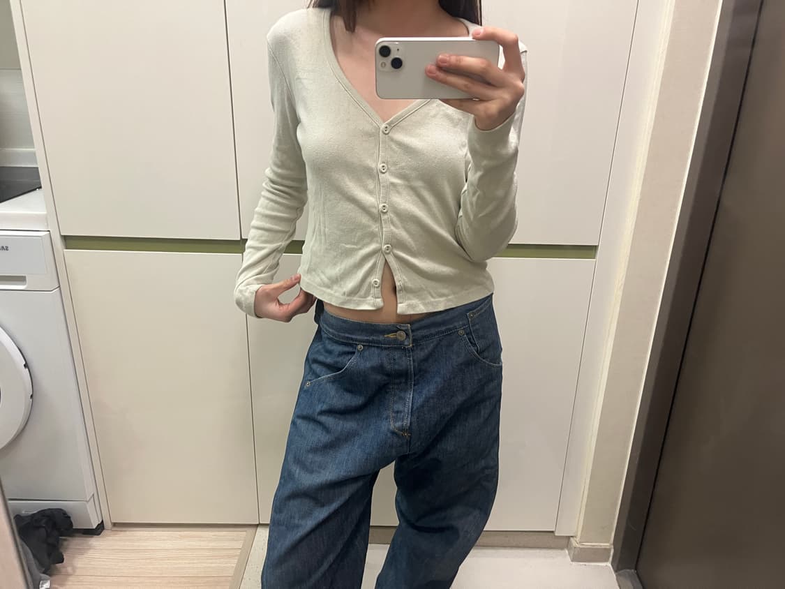 글로니 클래식 브이넥 가디건 그린 상품이미지2