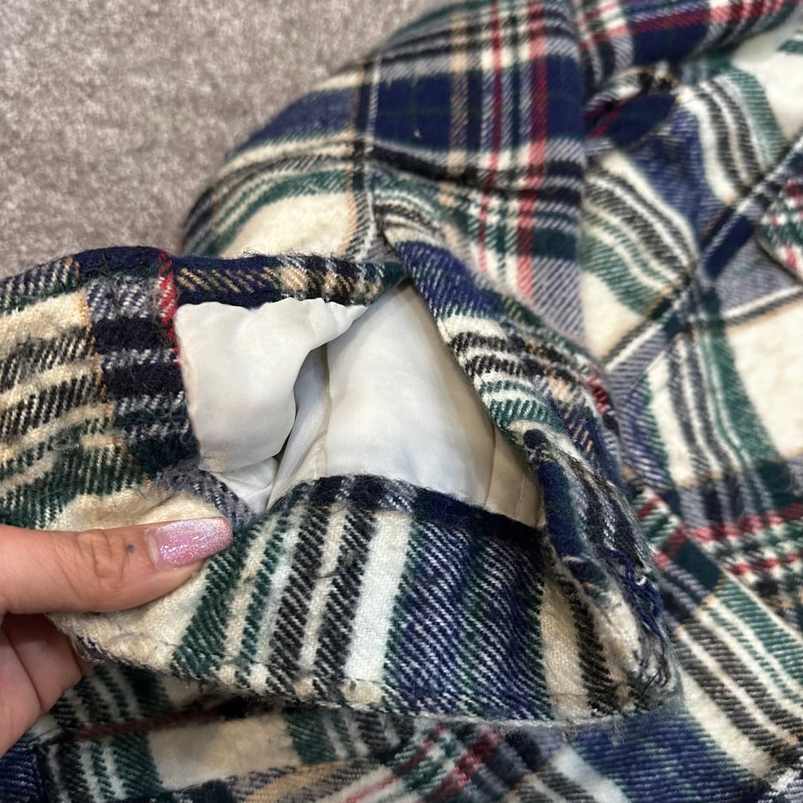 빈티지 체크 플란넬 쉐르파 자켓 셔츠L 상품이미지2