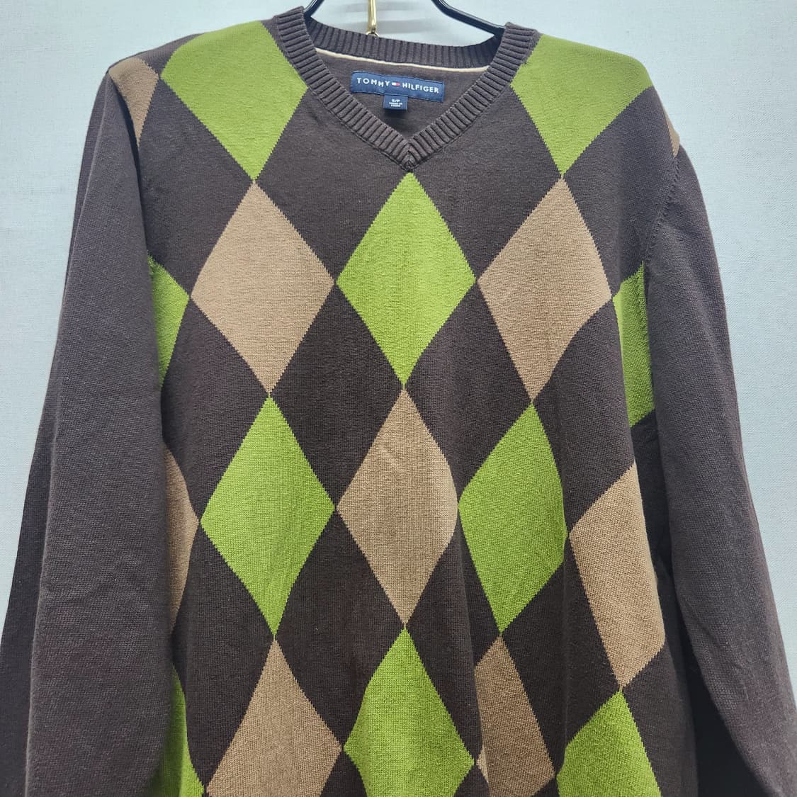 타미힐피거 아가일패턴 코튼 니트 L 상품이미지2