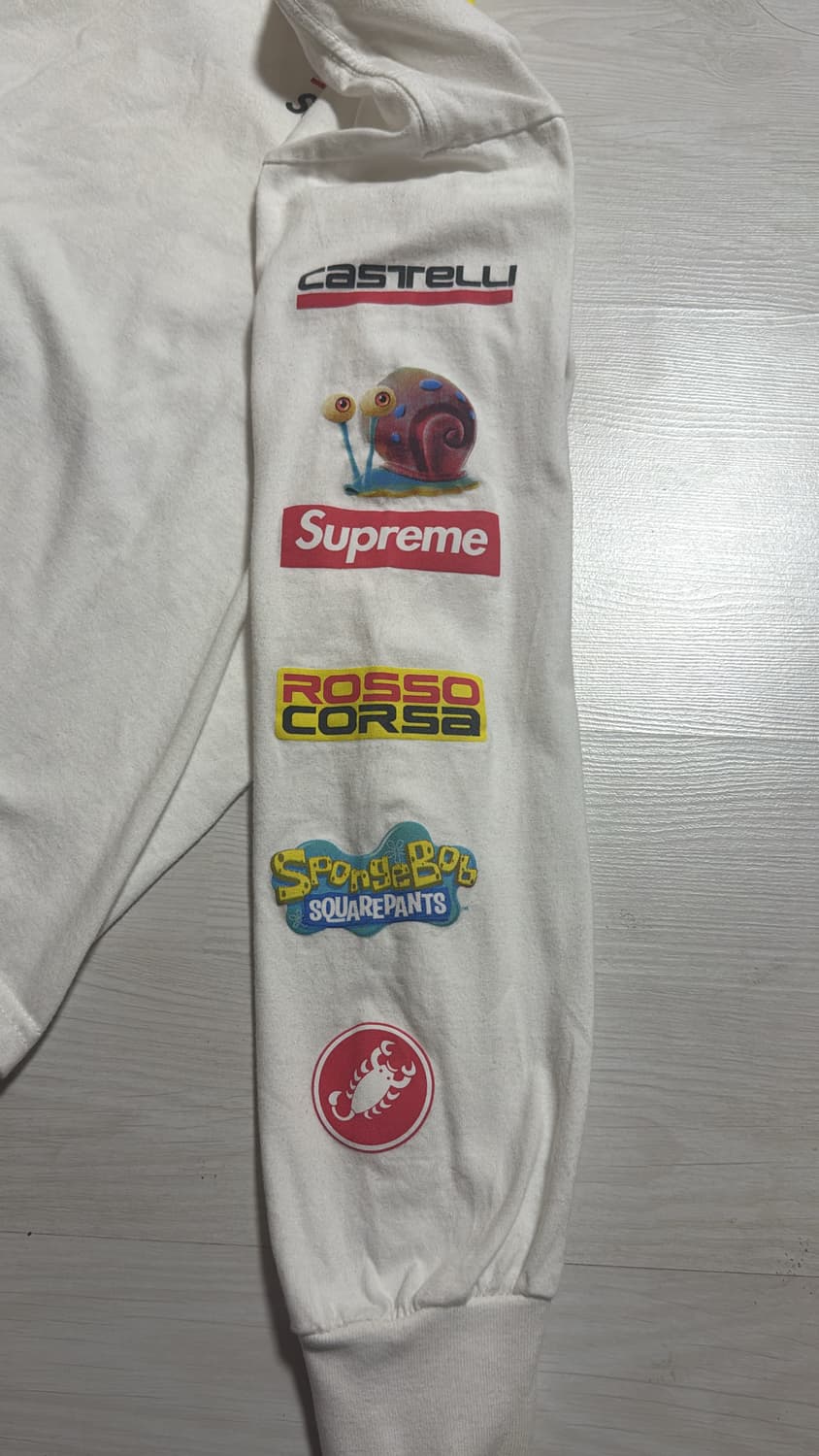 슈프림 x 스폰지밥 카스텔리 레이싱 롱슬리브 티셔츠 화이트 M사이즈 상품이미지4