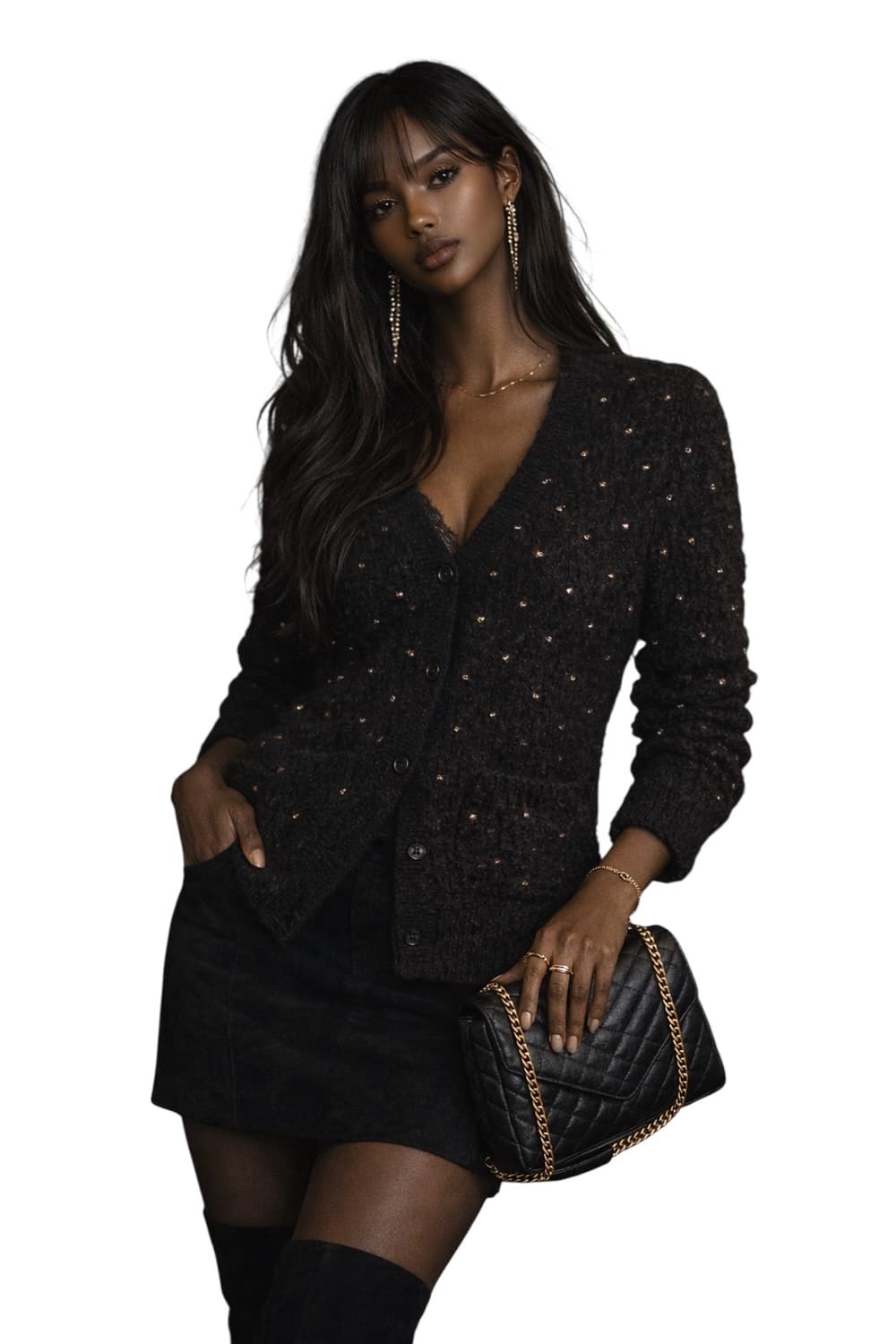 입생로랑 블랙 모헤어 가디건 상품이미지1